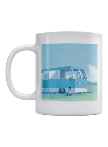 Bus Printed Coffee Mug White/Blue