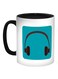 Headphones Printed Coffee Mug White/Blue/Black