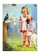 Little Girl Printed Decorative Metal Plate Beige/White/Red 15x20cm