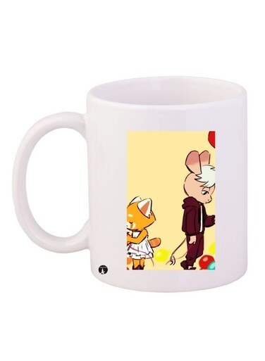 Cartoon Printed Coffee Mug White/Yellow/Brown 11ounce