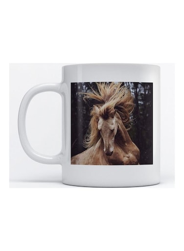 Mug Arabic Horse for Coffee and Tea White