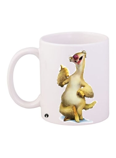Ice Age Printed Coffee Mug White/Beige/Pink 11ounce