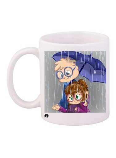 Cartoon Printed Coffee Mug White/Grey/Beige 11ounce