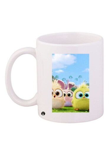 Cute Bird Printed Coffee Mug White/Blue/Green 11ounce
