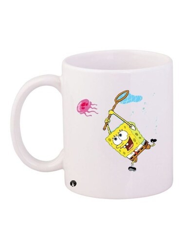 Spongebob Printed Coffee Mug White/Yellow/Blue 11ounce