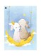 Rabbit Themed Metallic Plate Blue/Yellow/Brown 20x15cm