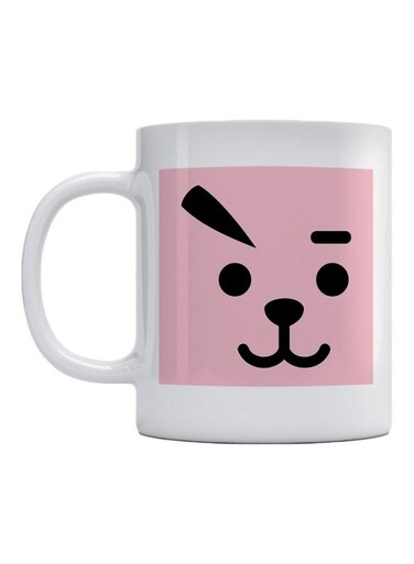 Rabbit Face Printed Ceramic Mug Pink/Black/White