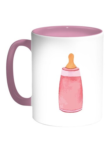 Feeding Children Printed Coffee Mug White/Pink 11ounce