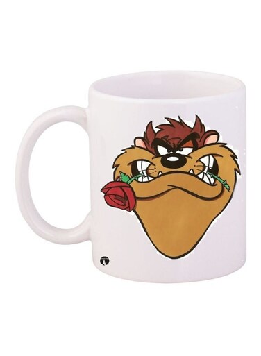 Cartoon Printed Coffee Mug White/Brown/Red 11ounce