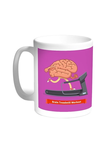 Brain Treadmill Workout Printed Coffee Mug White 11ounce
