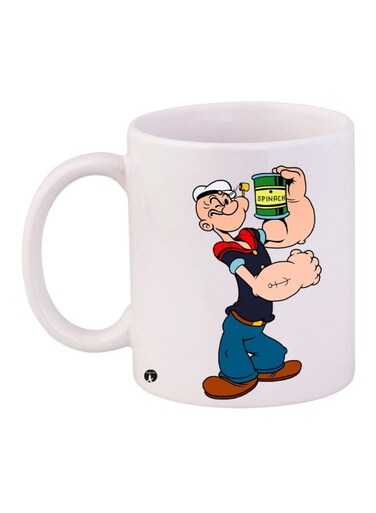 Printed Coffee Mug White/Beige/Blue 11ounce