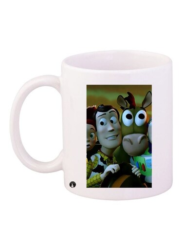 Cartoon Printed Coffee Mug White/Green/Grey 11ounce