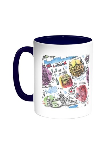 Landmarks Of London Printed Coffee Mug Blue/White 11ounce