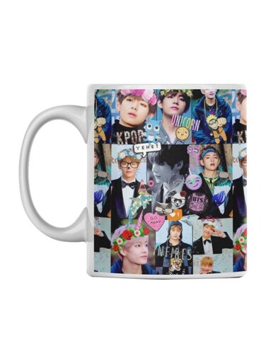 BTS Squad Printed Mug White/Black/Grey 350ml