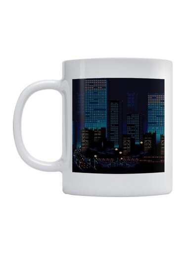 City Printed Mug White/Blue/Black