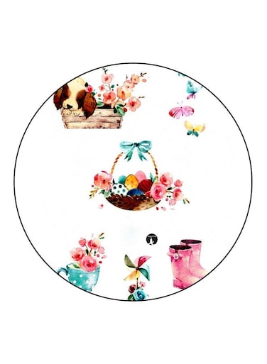 Floral Printed Fridge Magnet Pink/Brown/Blue 5.5cm