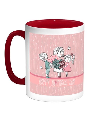 Happy Mother's Day Printed Coffee Mug Pink/White/Red 11ounce
