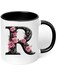 RYN&reg; Printed Ceramic Coffee Mug Gift for Coffee and Tea Lovers 11 Oz alphabet R