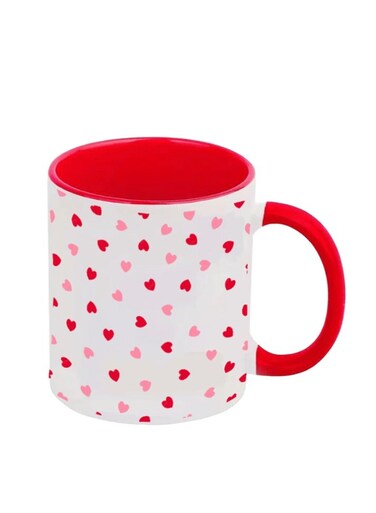 Valentine's Day Mug 11oz - Love Gift for Her, Cup with Hearts, Romantic Coffee Mug, Anniversary Present, Valentine Decor RED