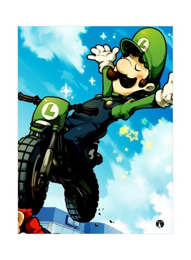 Luigi Themed Decorative Metallic Plate Blue/Green/White 20x15cm