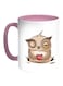 Owl Printed Coffee Mug White/Pink 11ounce