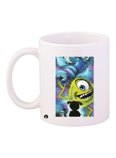 Cartoon Printed Coffee Mug White/Green/Blue 11ounce