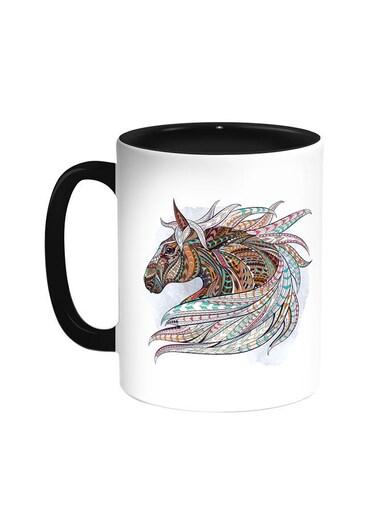 Horse Drawing Printed Coffee Mug Black/White 11ounce