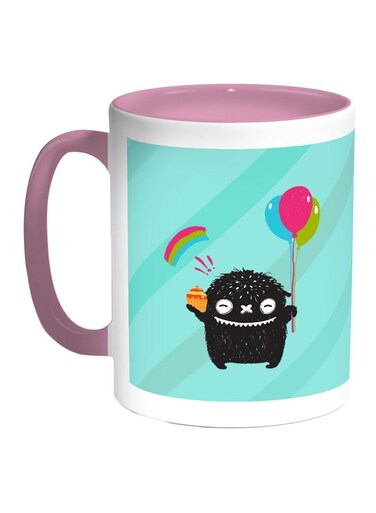Joy Of Eid Printed Coffee Mug Blue/White/Pink 11ounce