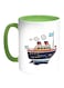 Passenger Steamer Printed Coffee Mug White/Green 11ounce