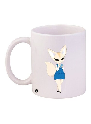 Cartoon Printed Coffee Mug White/Beige/Blue 11ounce