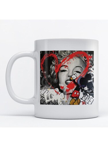 Marilyn Monroe Printed Mug White/Black/Grey
