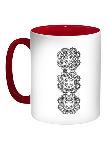Vertical Decorative Drawing Printed Coffee Mug Red/White/Black