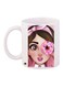 Cartoon Girl Printed Coffee Mug White/Pink/Beige 11ounce