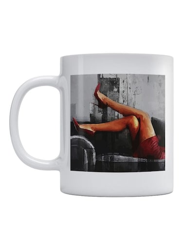 Leg Printed Mug White/Grey/Red