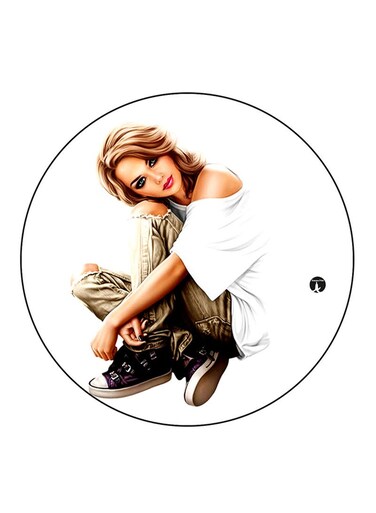 Woman Printed Fridge Magnet Round Multicolour