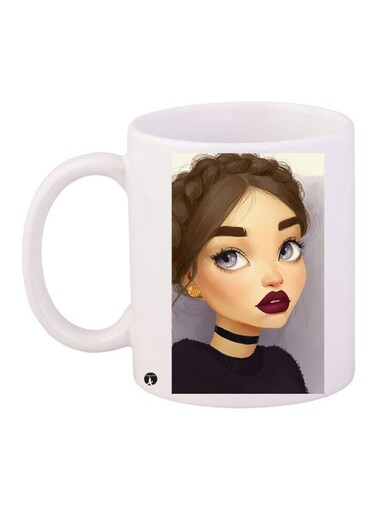 Anime Girl Themed Coffee Mug White/Black/Brown 11ounce