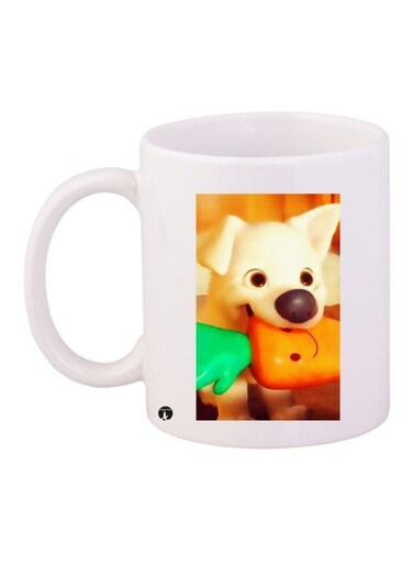 Cartoon Printed Coffee Mug White/Orange/Green 11ounce