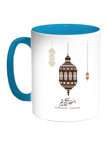 Ramadan Kareem Printed Coffee Mug Blue/White/Brown