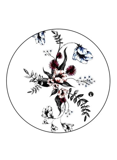 Flowers Printed Fridge Magnet Round Multicolour