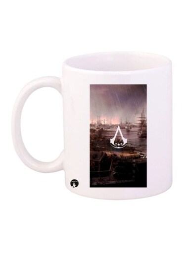 Assassin's Creed Video Game Printed Mug White/Brown/Black
