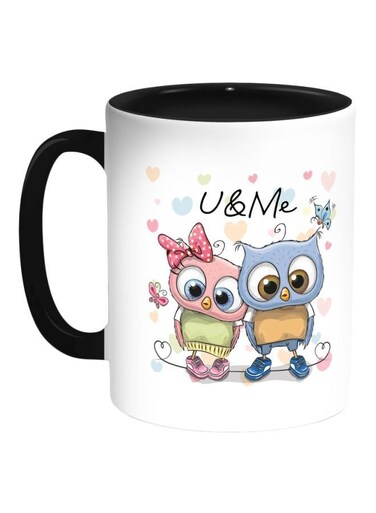 U And Me Printed Coffee Mug Black/Blue/White 325ml