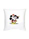 Mickey And Minnie Mouse Printed Decorative Cushion White/Black/Red 16x16inch