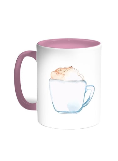 Cup Of Coffee In A Foam Printed Mug Pink/White 11ounce