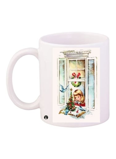 Girls Printed Ceramic Coffee Mug White/Blue/Red