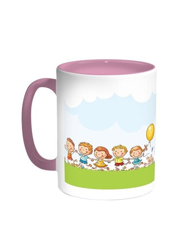 Happy Eid Printed Coffee Mug Pink/White 11ounce