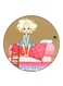 Girl Printed Fridge Magnet Round Multicolour