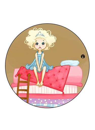 Girl Printed Fridge Magnet Round Multicolour