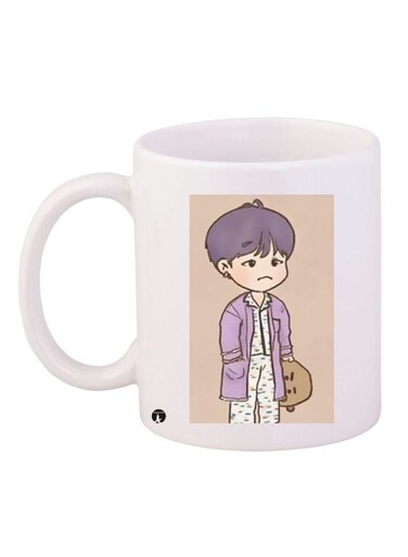 Cartoon Boy Printed Coffee Mug White/Beige/Purple