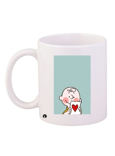 Cartoon Printed Coffee Mug White/Blue/Red 11ounce