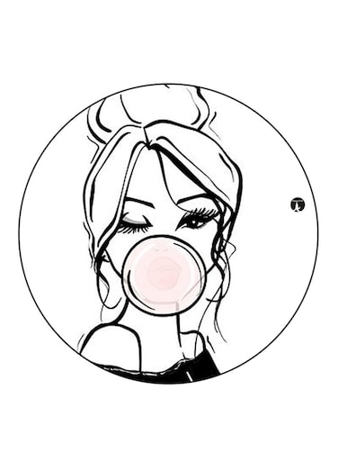 Girl Printed Fridge Magnet Black/White